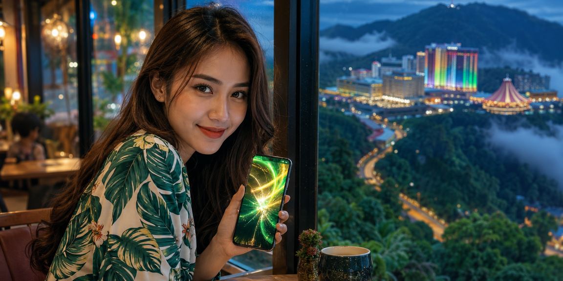 Pengalaman mudah alih dengan pemandangan Genting Highlands dan logo c400